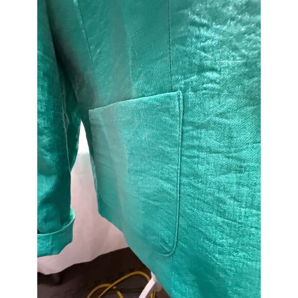 TanJay Jacket Size 16 Green Iridescent  Women lined suit - Picture 9 of 10
